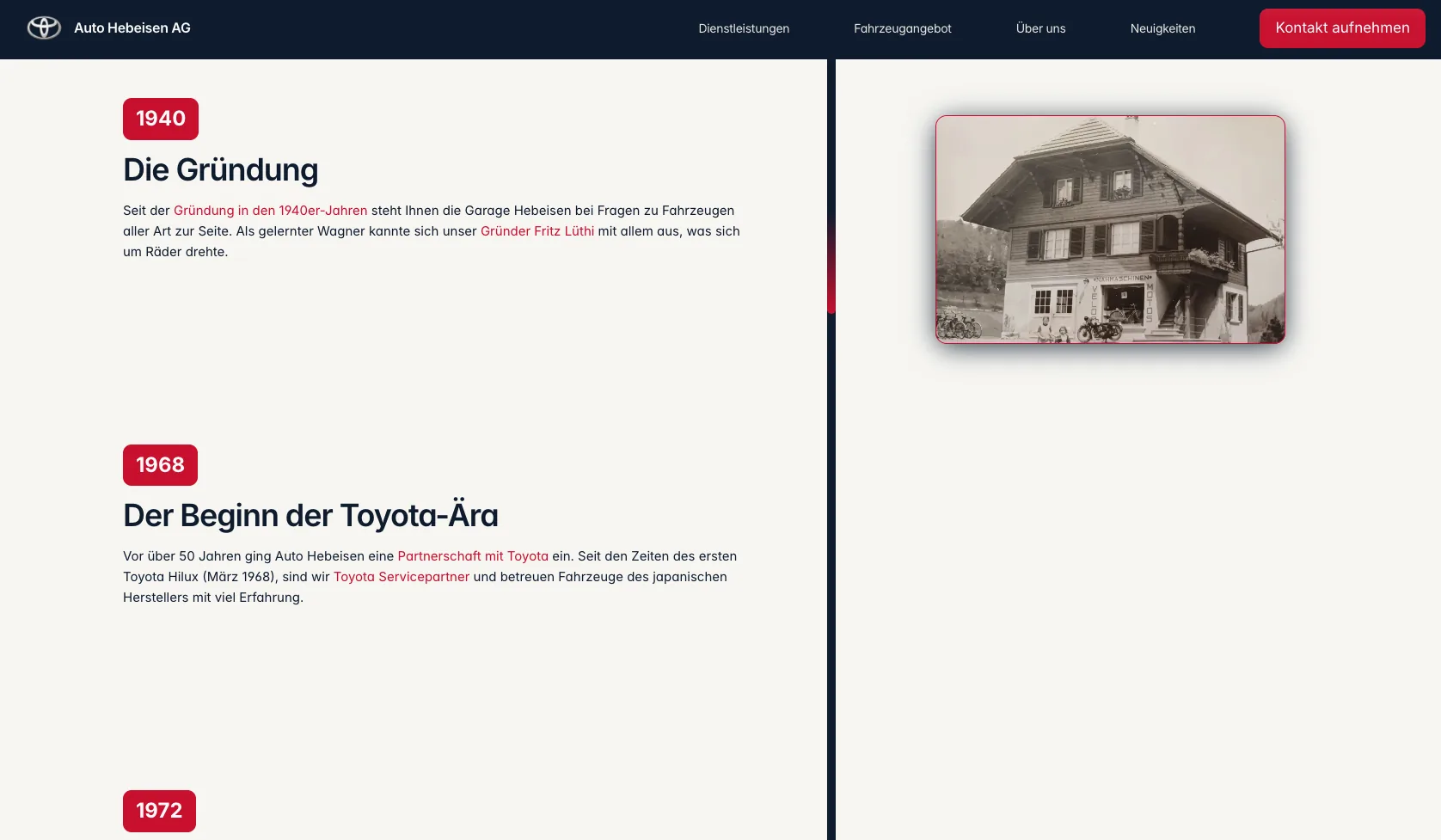 Historienbereich von Auto Hebeisen AG