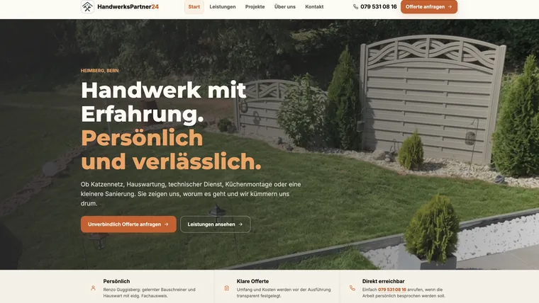 Startseite von HandwerksPartner24