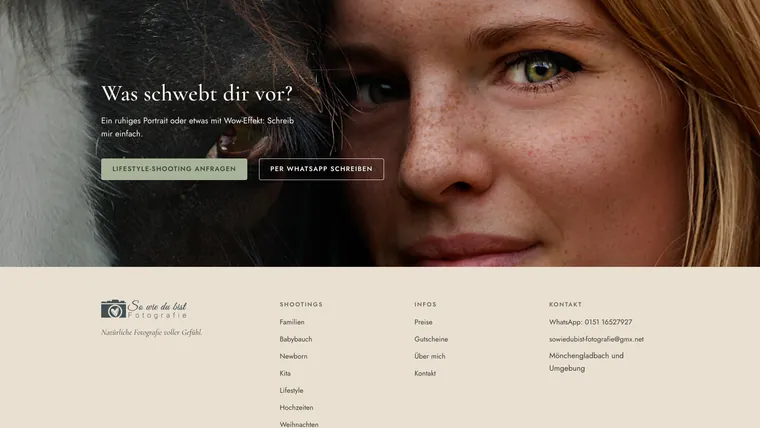 Lifestyle-Abschluss auf der Website von So wie du bist Fotografie