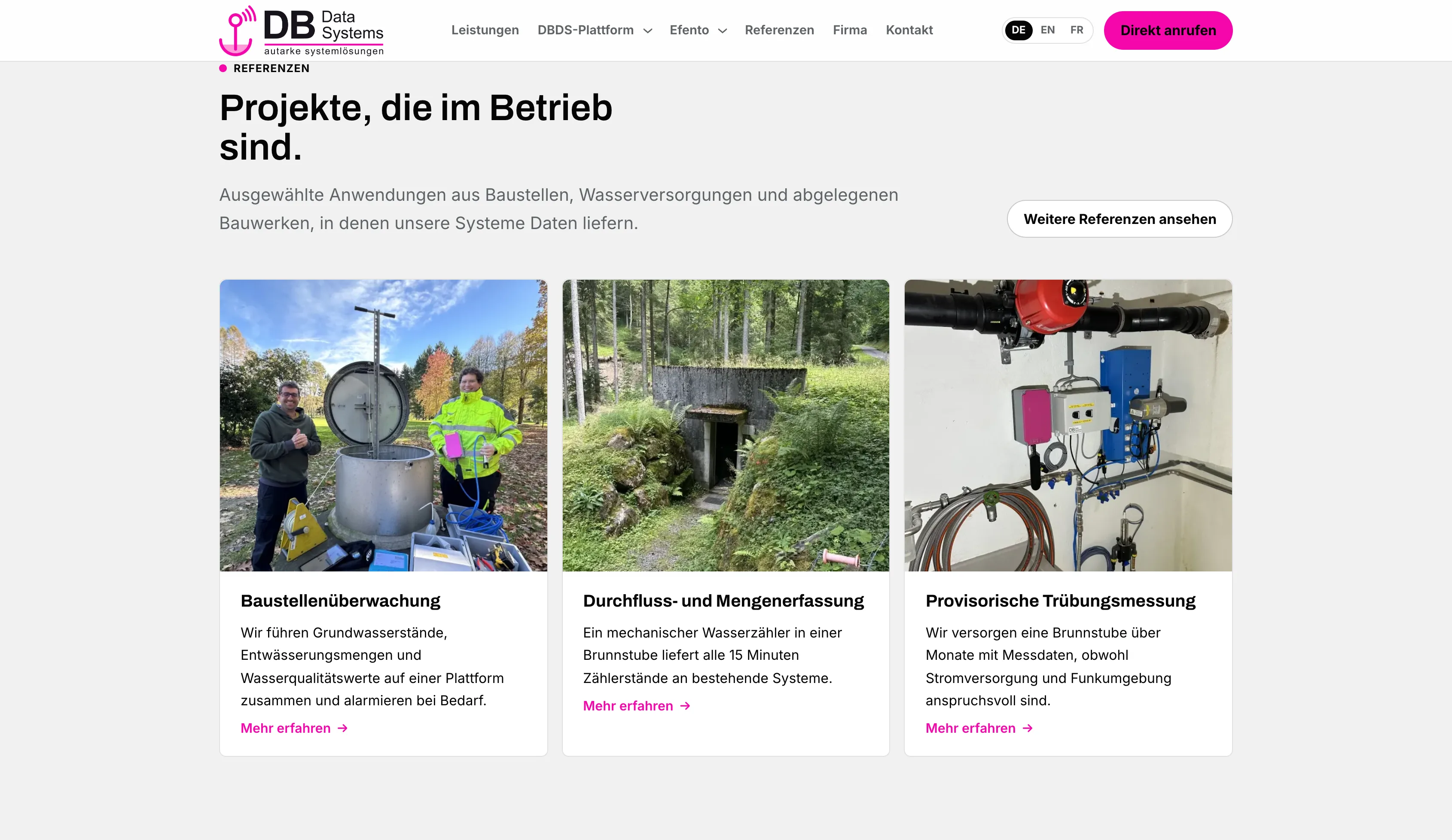 Referenzprojekte auf der Website von DB Data Systems AG