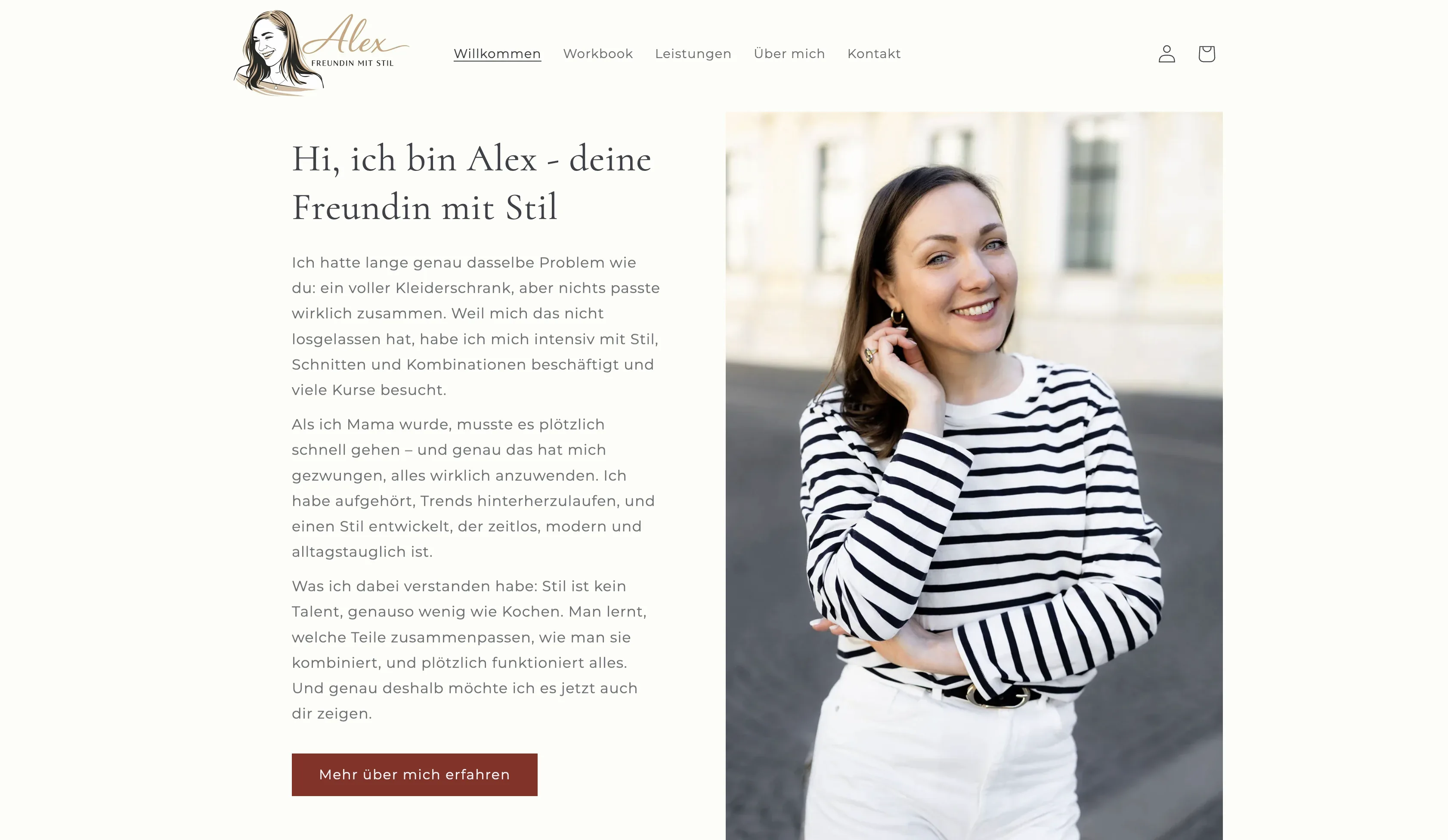 Über-mich-Bereich auf der Website von Alex - Freundin mit Stil