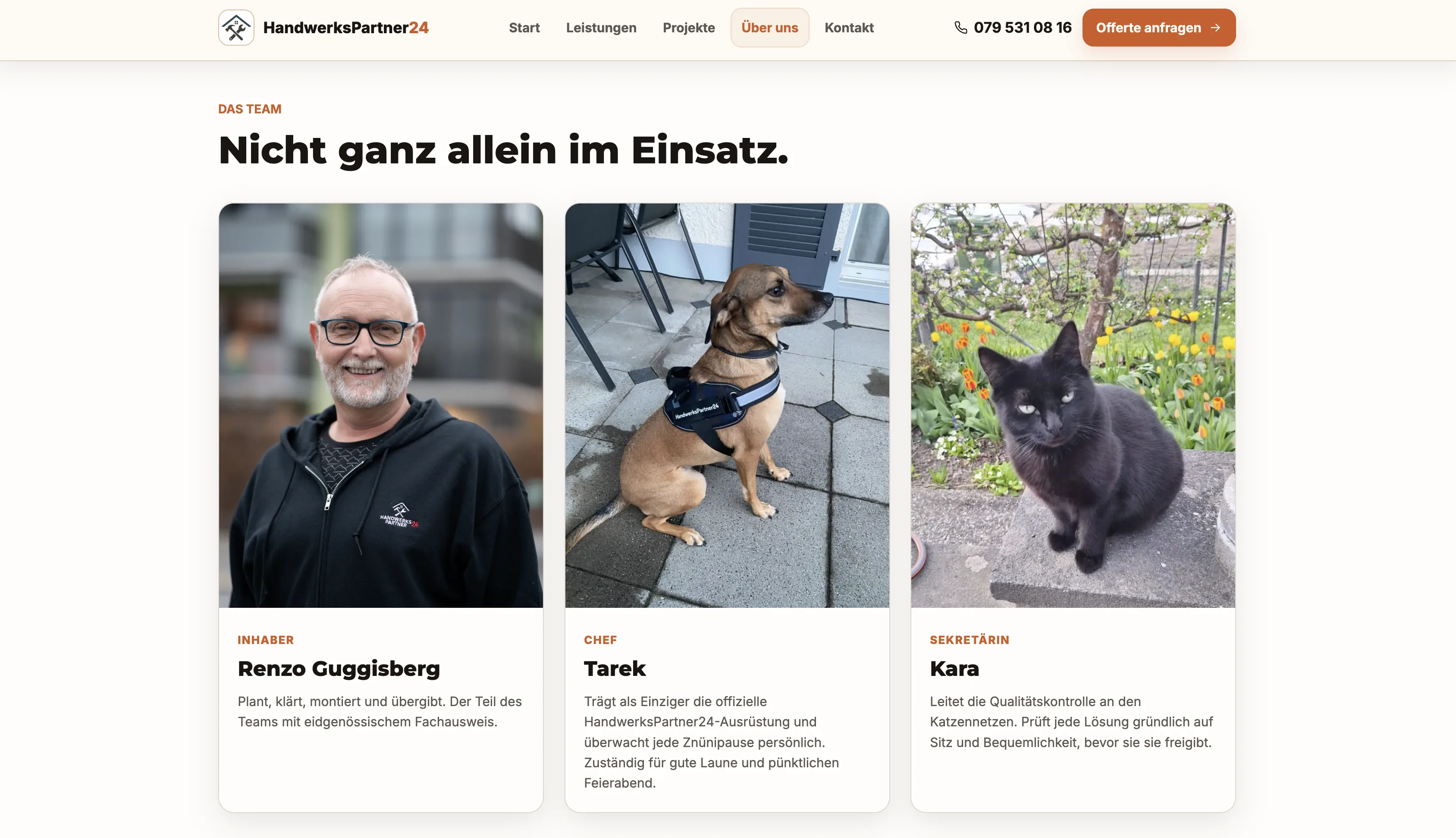 Über-uns-Bereich von HandwerksPartner24