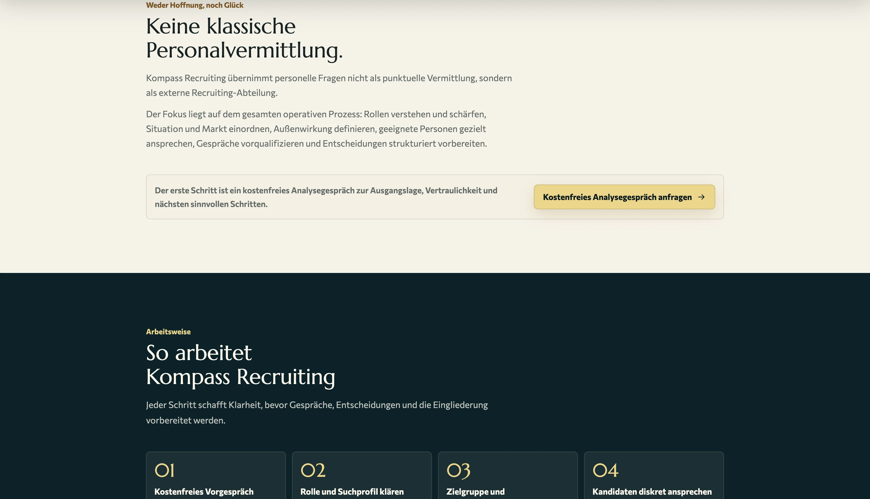 Abgrenzungs- und Ablaufbereiche der Kompass Recruiting Landingpage