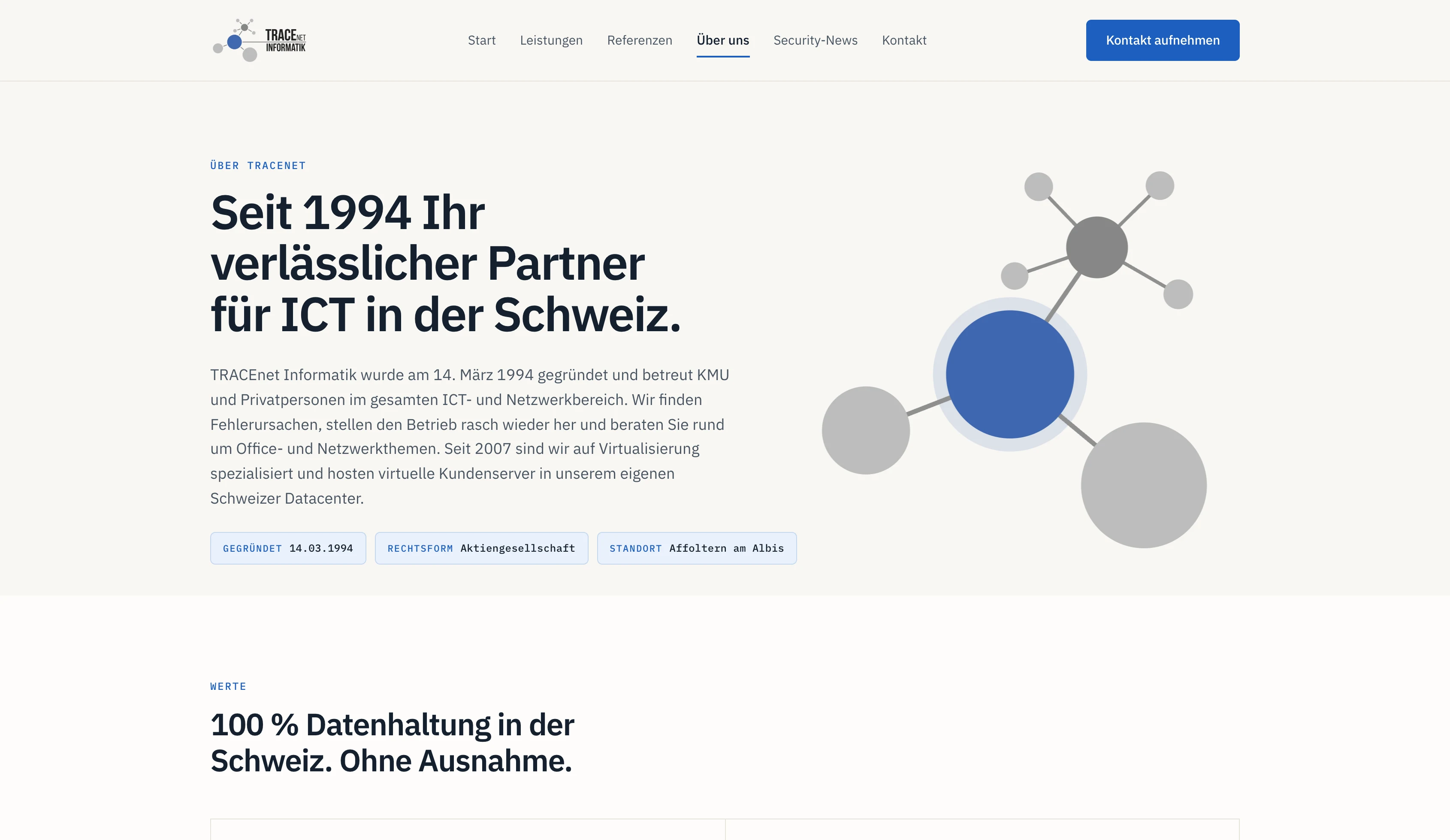 Über-uns-Hero der Website von TRACEnet Informatik AG